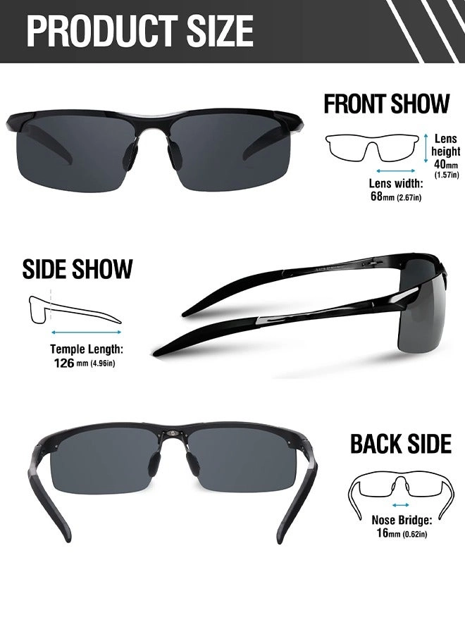 Polarized Sports Sunglasses - 62 mm Black