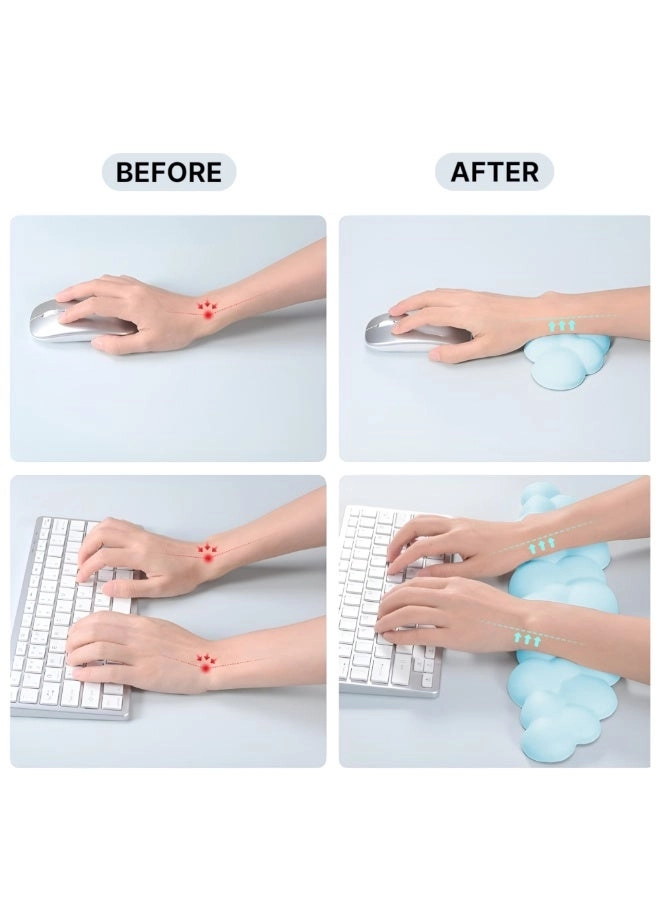 Keyboard Wrist Rest - Memory Foam + Mouse Wrist Rest - Non-slip PU leather base