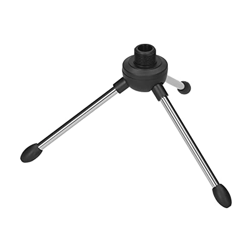 Foldable Desktop Microphone Tripod Stand - 5/8 Inch Threaded Mount Rotatable Mic Holder