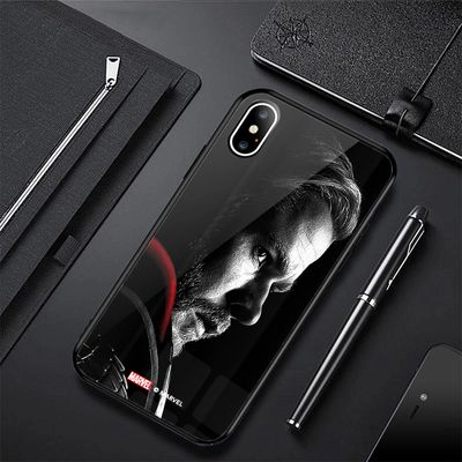 Thor's side profile iPhone Xs Max Cover - TPU Bumper Case + Tempered Glass Back Back Case
