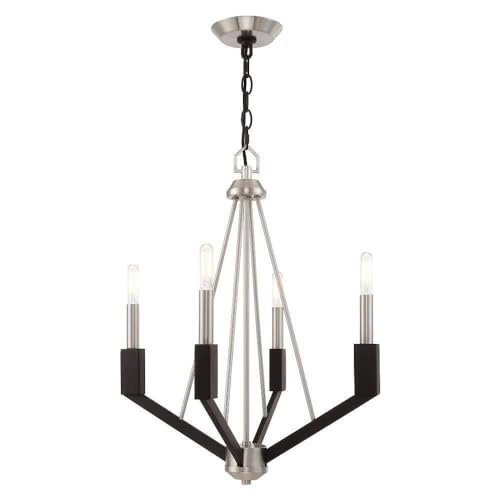 Mini Chandelier - 4 Lt Brushed Nickel & Black