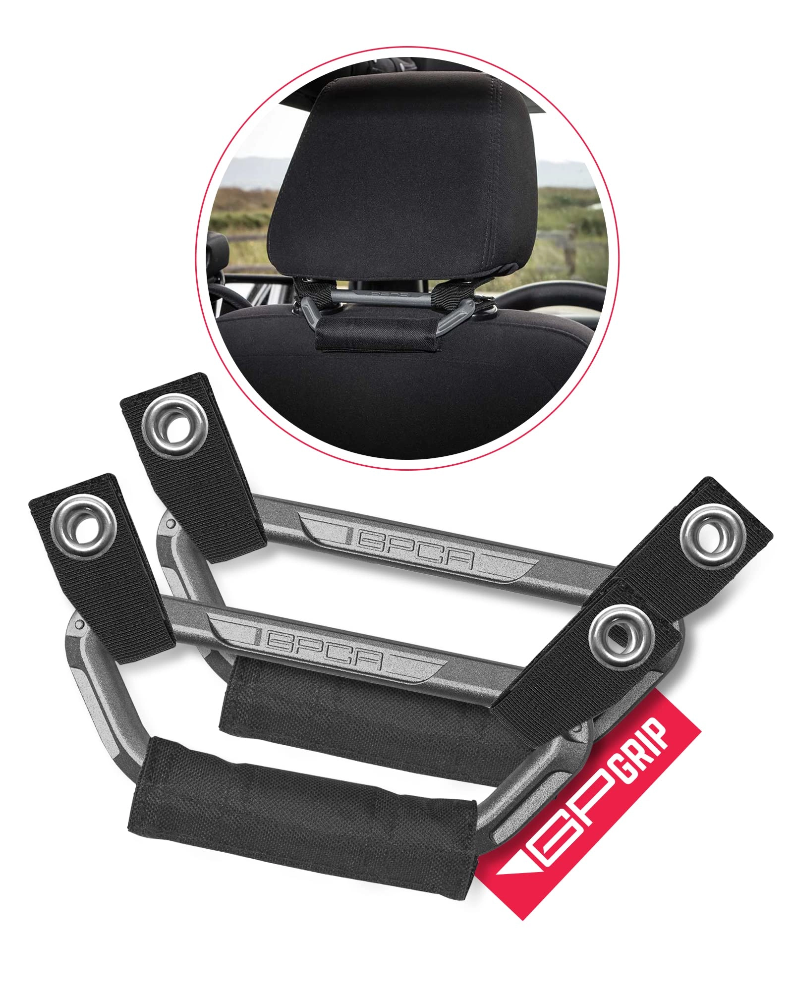 BackGrip Pro - 2-Pack Billet Silver Headrest Handle