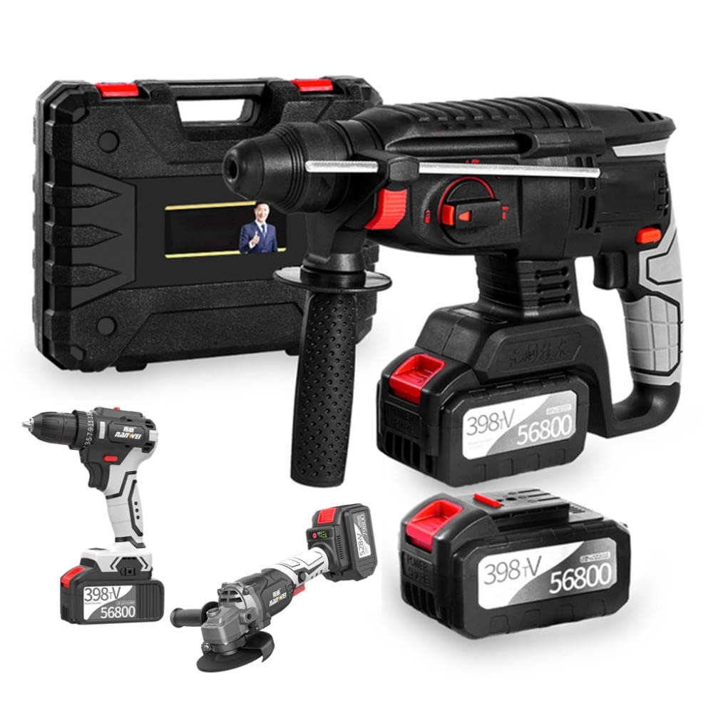 WYMDL Hammer + Cordless Impact Wrench + Angle Grinder + Cordless Drill - 110V/220V