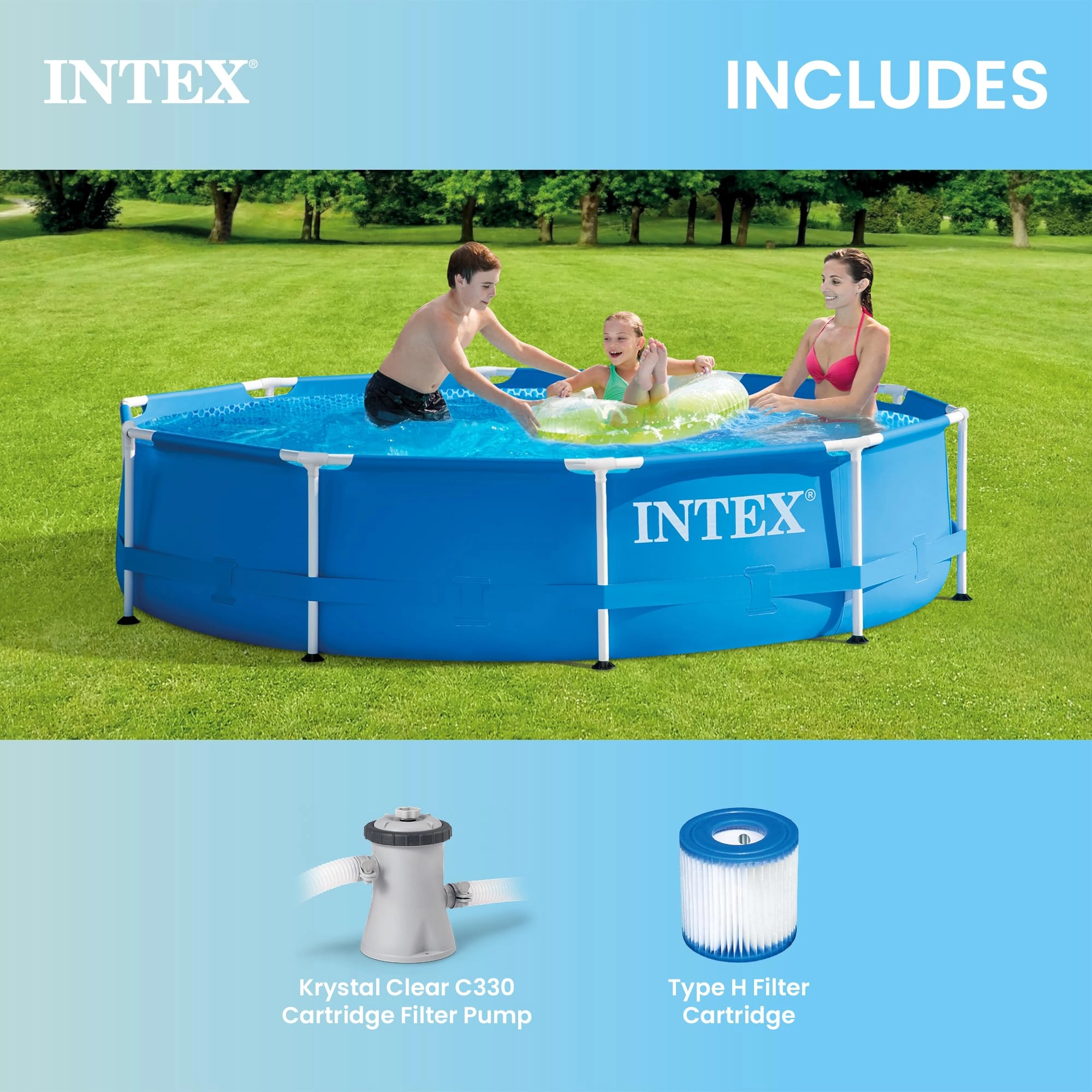 Metal Frame 10 ft x 30 in Above Ground Pool - 1185 Gallons