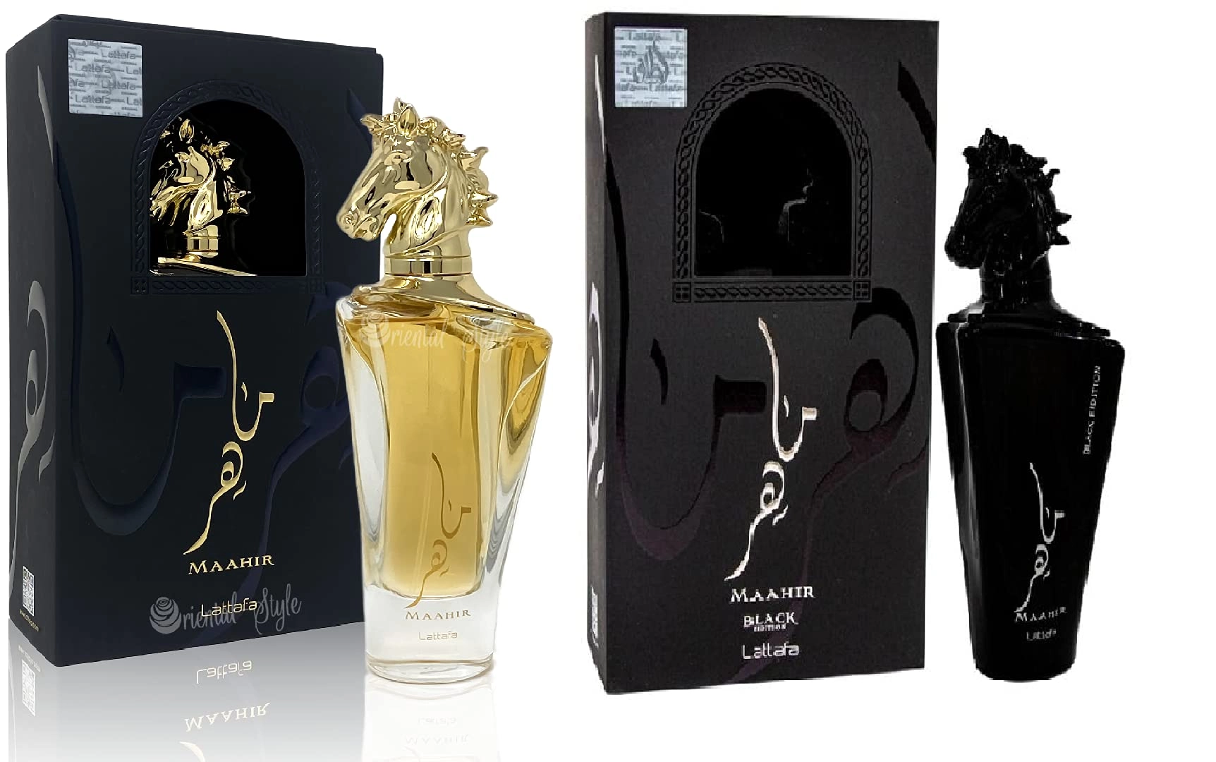 Lattafa Perumes Industries LLC, U.A.E. Maahir Horee Gold Edition + Maahir Horee Black Edition - Eau de Parfum 200 ml