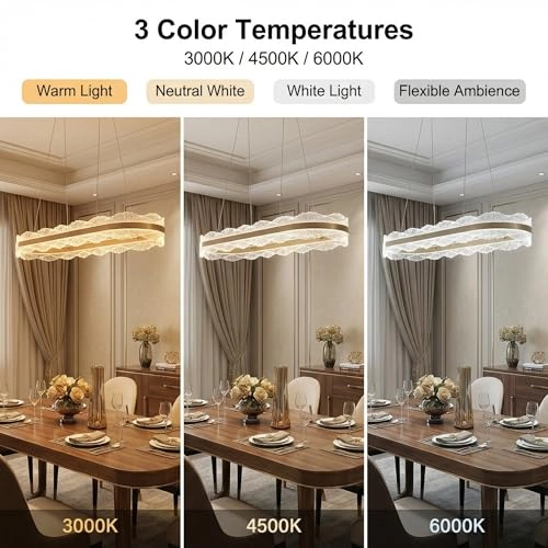 LED Ring Chandelier Oval - 3000K/4500K/6000K Stepless Dimming