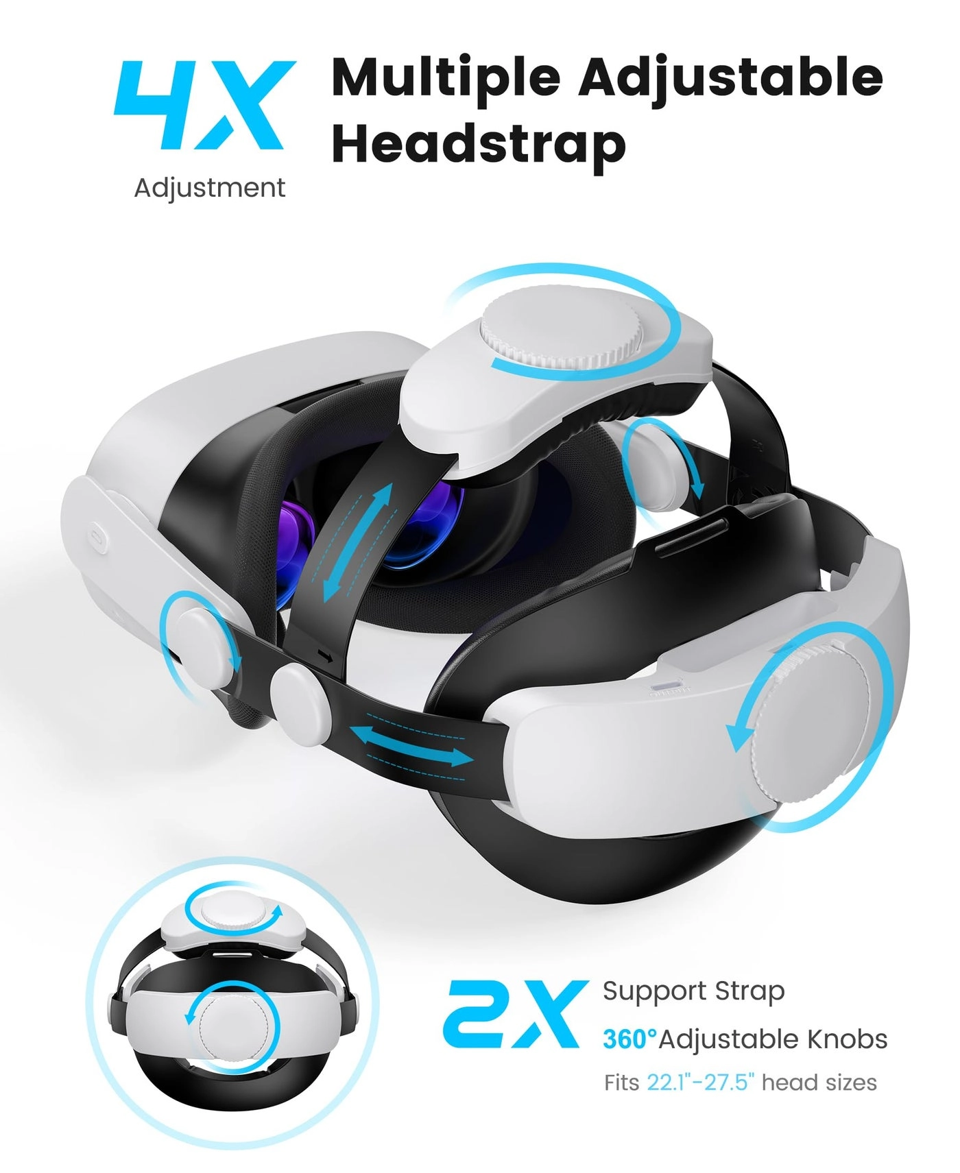 Head Strap - Double Knobs Adjustable Two Large Support Pads