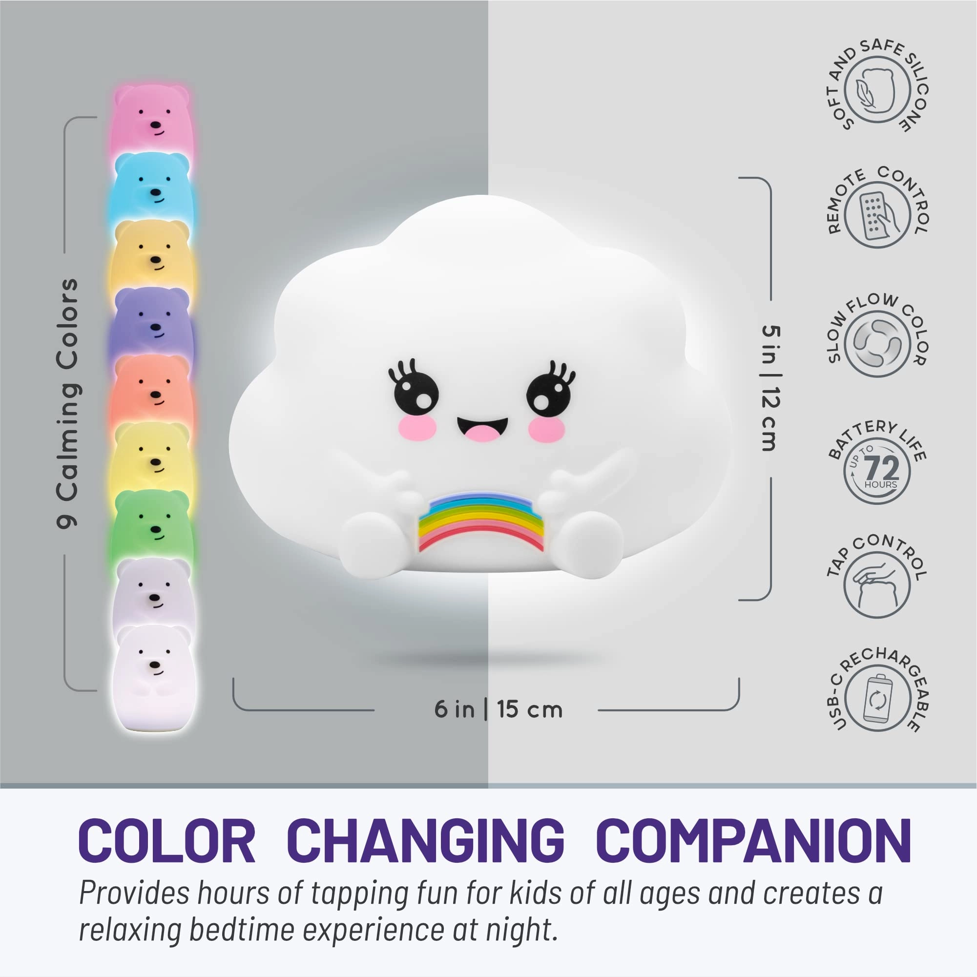 Cloud Squishy Night Light - Battery Powered Multicolor