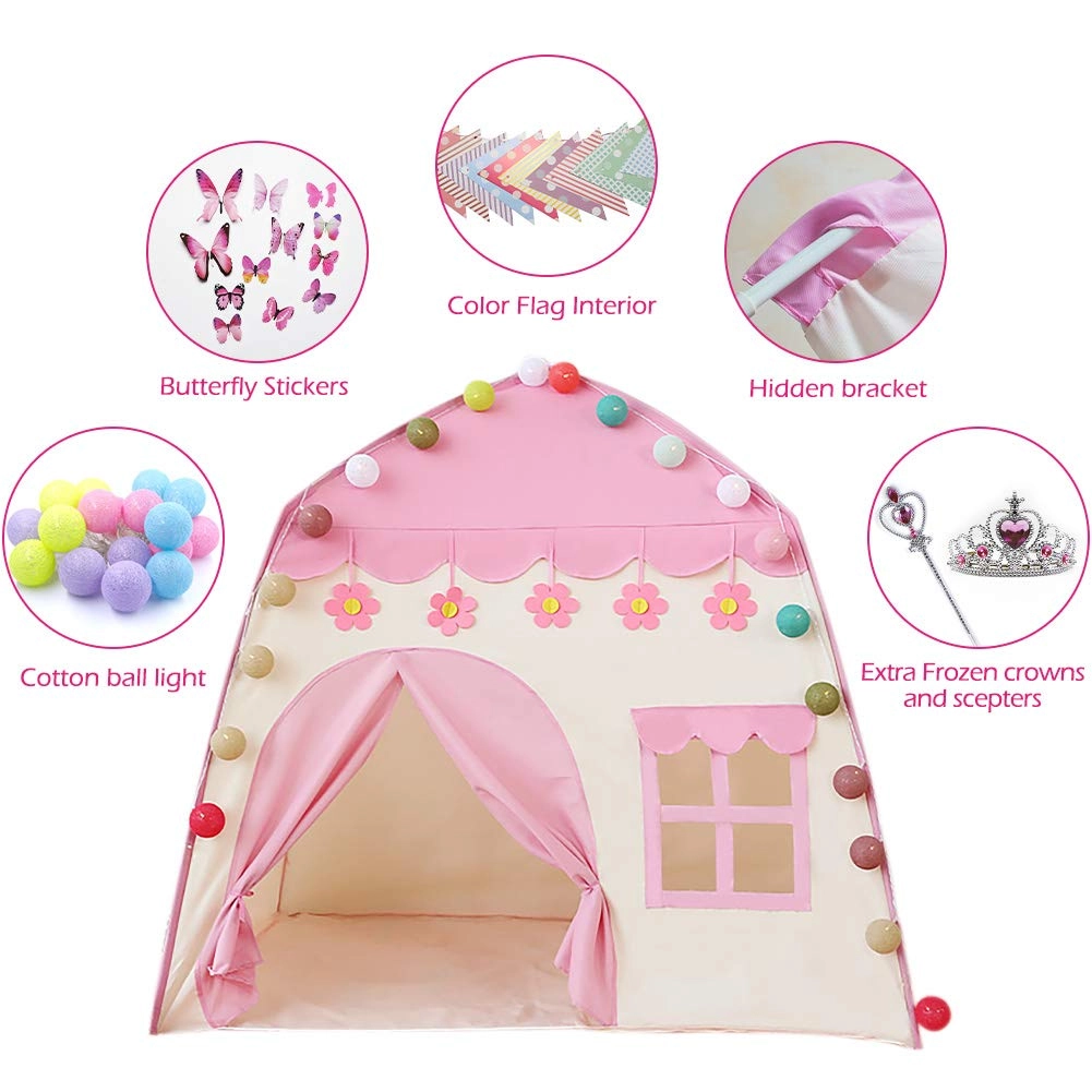 Princess Castle Play Tent - 130 x 130 x 100 centimeters Pink
