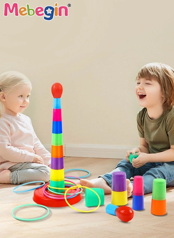 Ring Toss Game Set - 3+ Years 1 Pcs Stacking Cups, 8 Pcs Rings