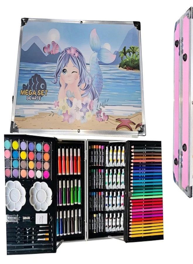 Space Art & Craft Set - 145 Pieces Colour Pencils Oil Pastels Paint Brushes