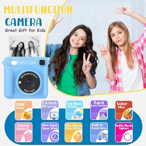 Kids Instant Print Camera - 1080P 32GB