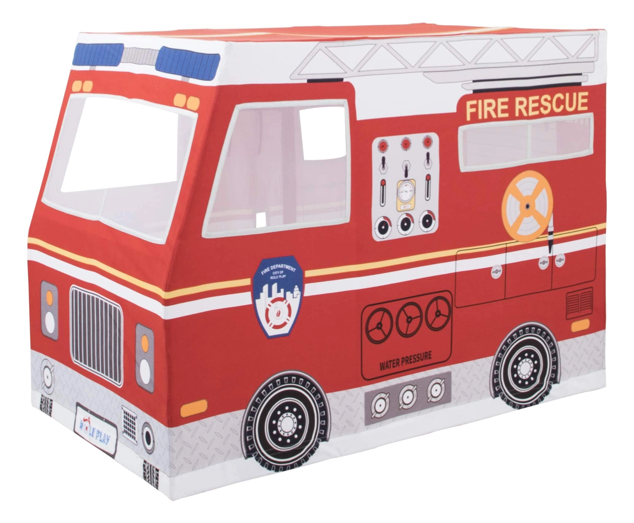Role Play Kids Deluxe Fire Truck Playhouse - Premium Indoor Outdoor Play Tent 100% Cotton Canvas
