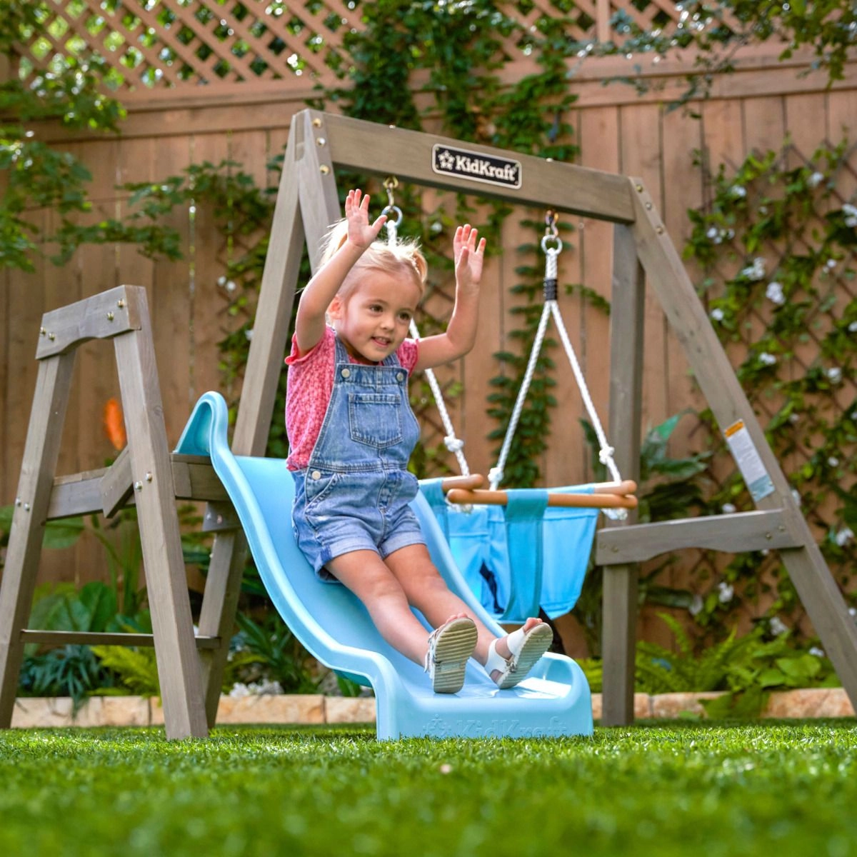 First Play Wooden Swing Set - 18-36 months Wave slide