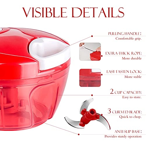 Mini Garlic Chopper Grinder - 2 cups 3 blades