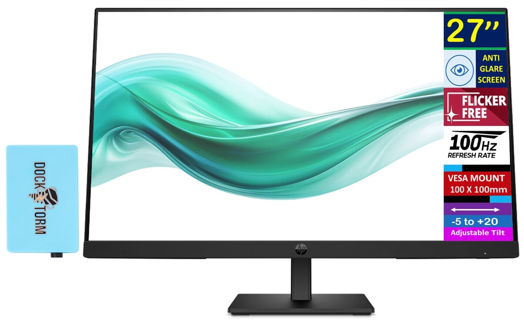 HP 27" FHD Monitor + Docztorm Dock - 1920x1080