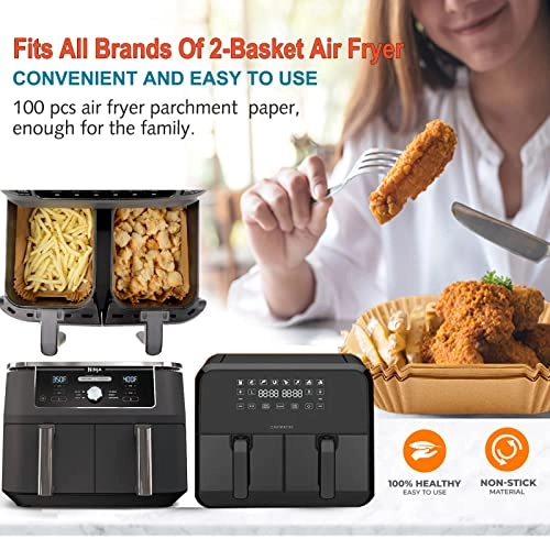 Air Fryer Liners Rectangular - Wood Pulp 100Pcs
