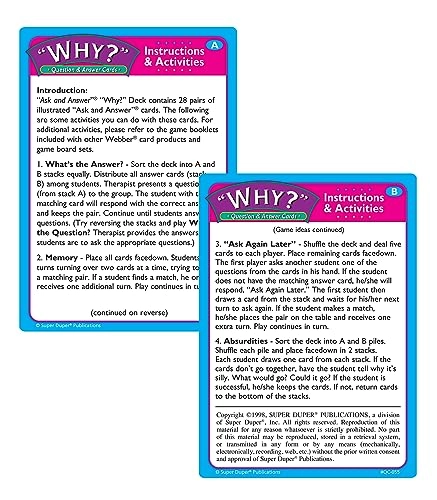 Ask and Answer “Why?” Questions Card Deck - 56 pieces