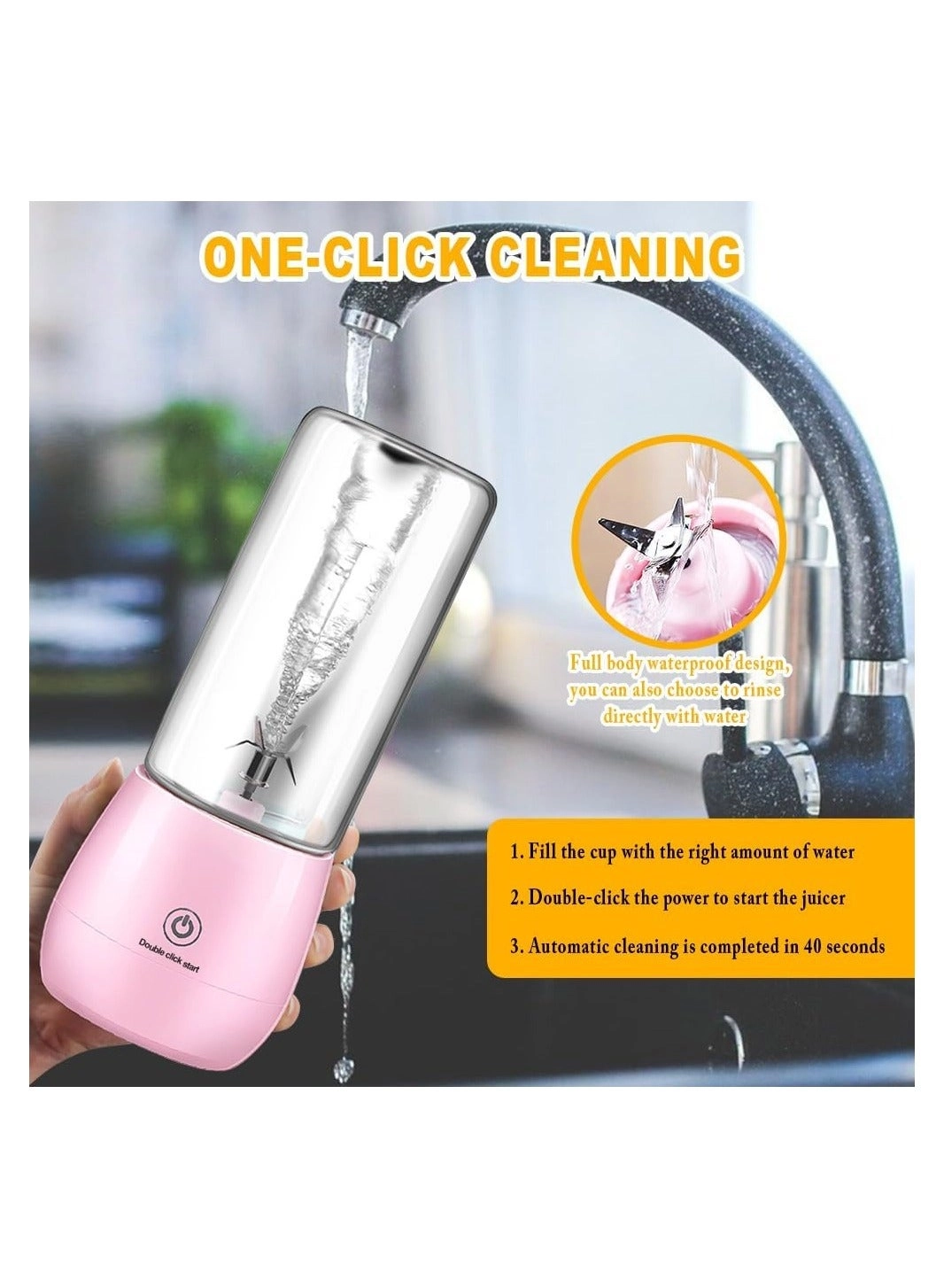 Portable Blender Smoothie Maker - Rechargeable Leakproof Lid Sip Spout