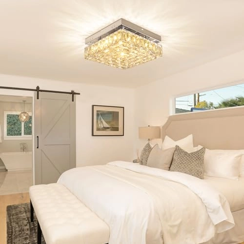 LED Square Crystal Chandelier - 2700K-6500K Dimmable