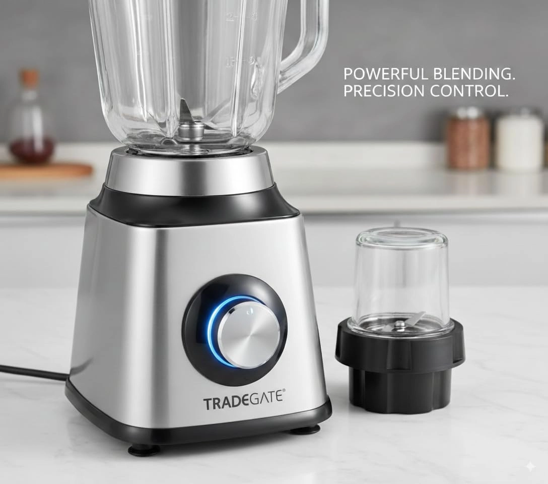 Smoothie Blender & Electric Food Processor 3-in-1 - Stainless Steel 4 Speed Settings