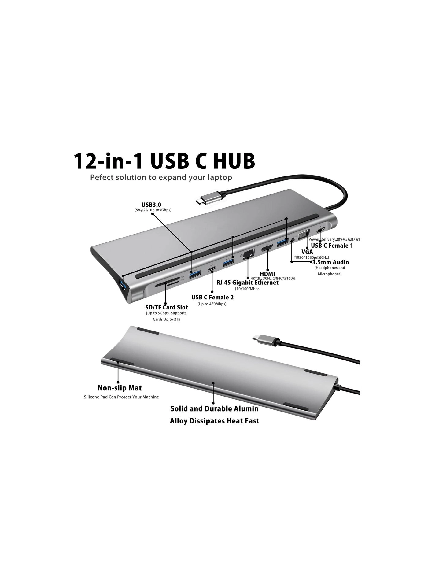 USB C HUB Docking Station - Thunderbolt 3 4K