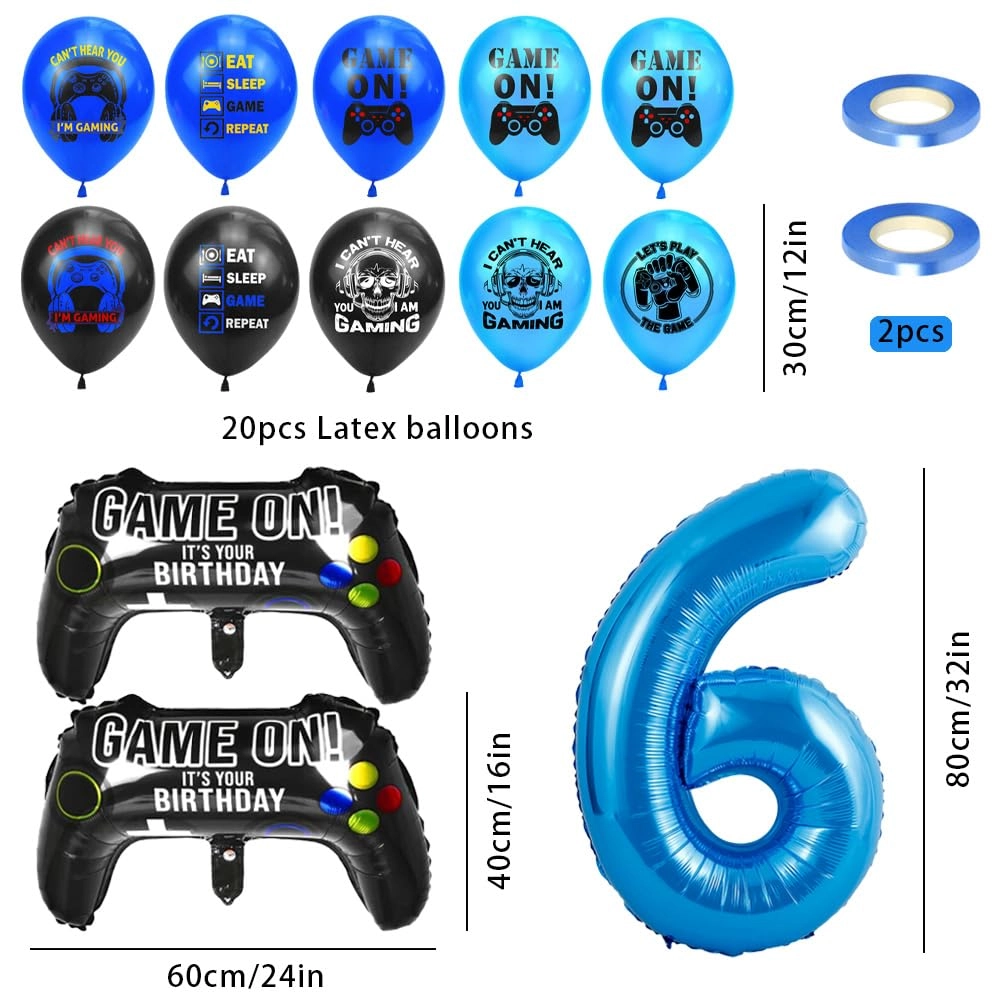 6th Birthday Gamer Decoration Set - 26 pieces Birthday