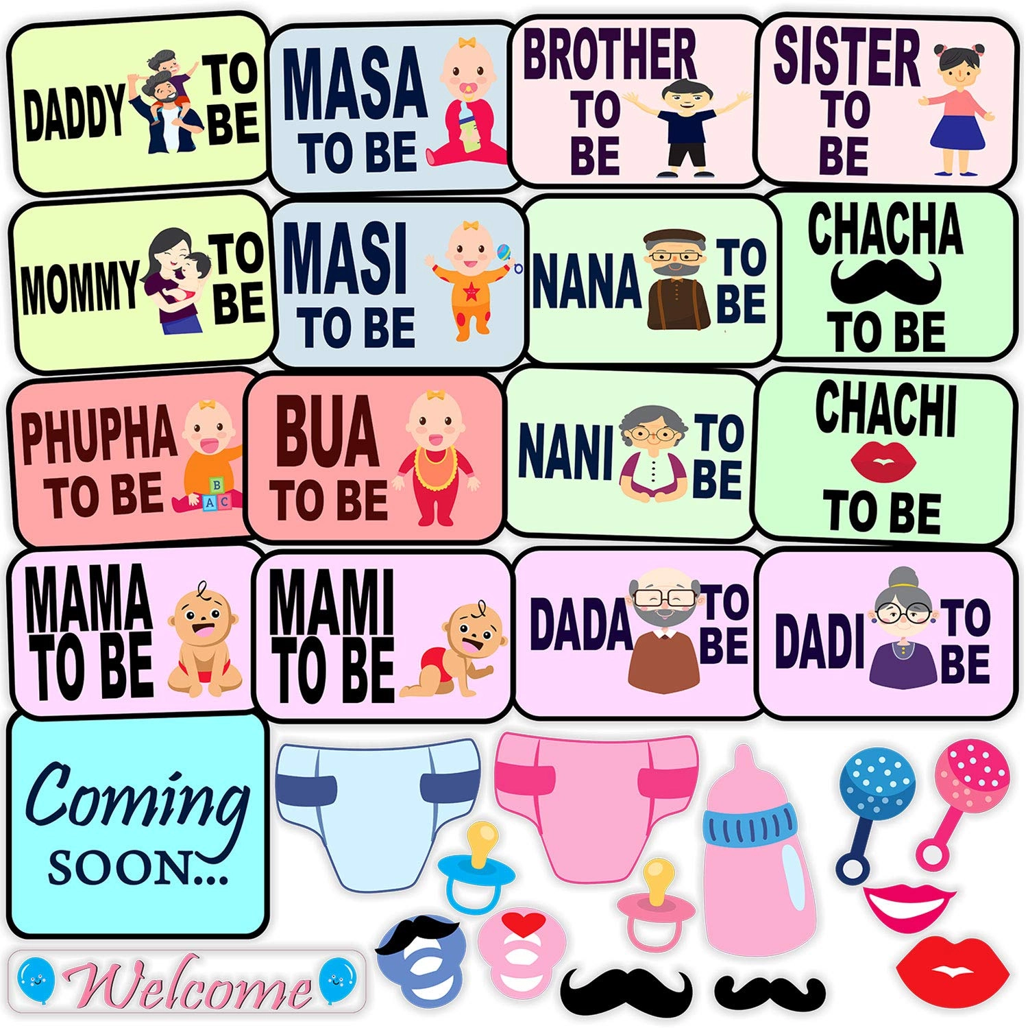 SYGA, Syga Home Furnishing, A503, Samudra Complex, CG Road, Ahmedaabd 380009 Gujarat India Baby Shower Party Photo Booth Props - 24 Baby Shower