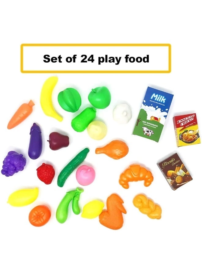 Toy Shopping Cart - Includes Food Folds for Easy Storage Red