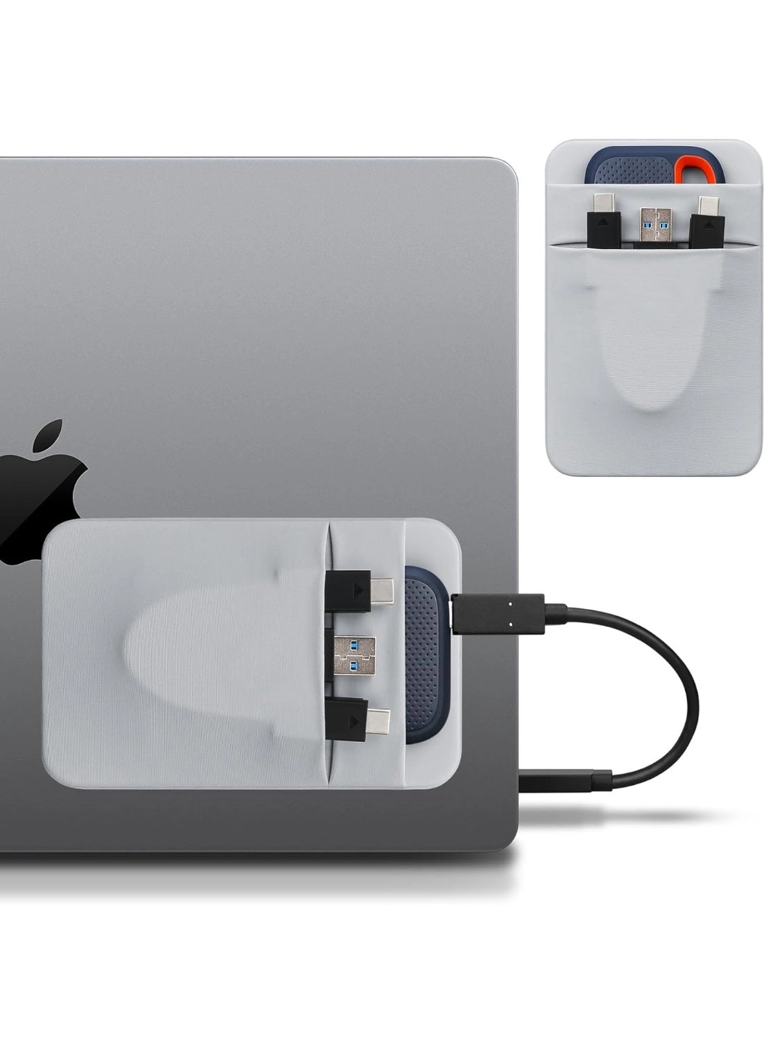 Lacdo Portable Hard Drive Sleeve - 2-Pocket Reusable Adhesive