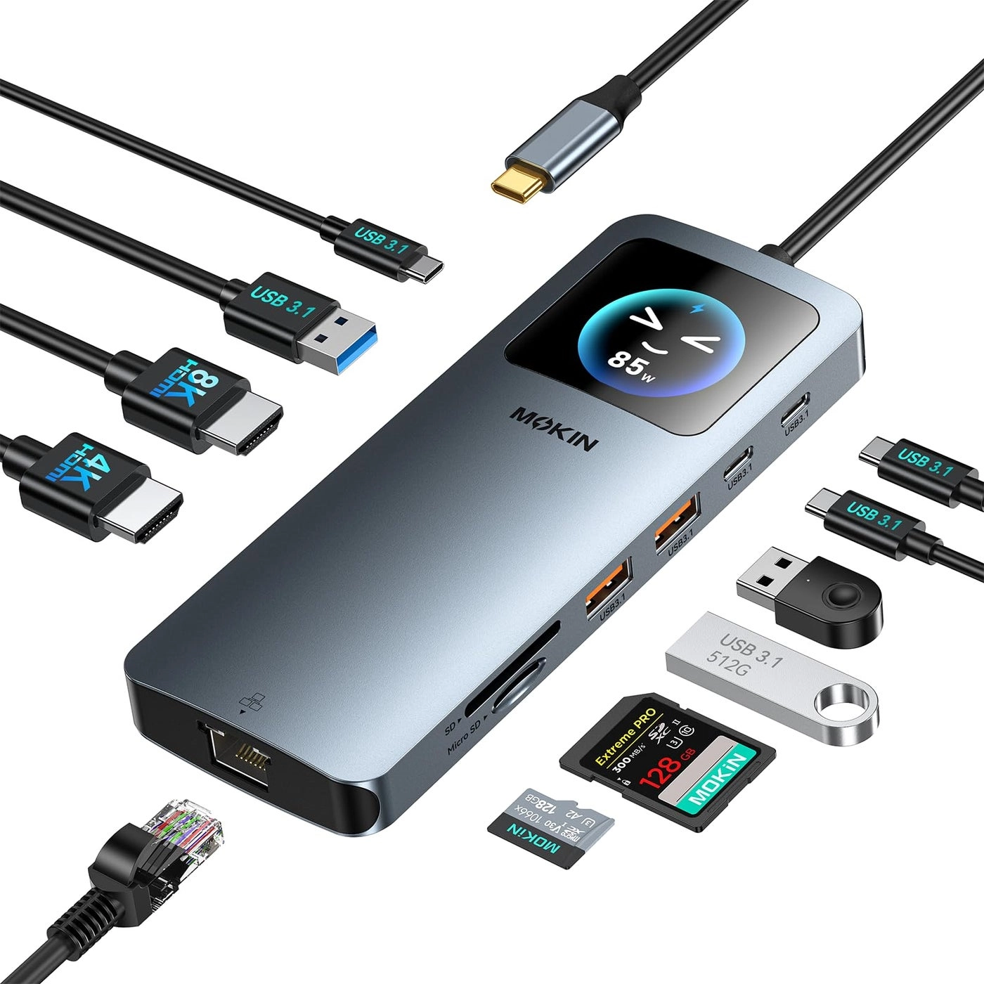 MOKiN LED Docking Station - 12 in 1 USB C 8K@30Hz