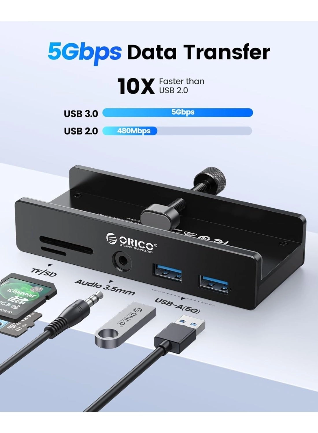 USB Hub 3.0 - Clamp USB C Adapter