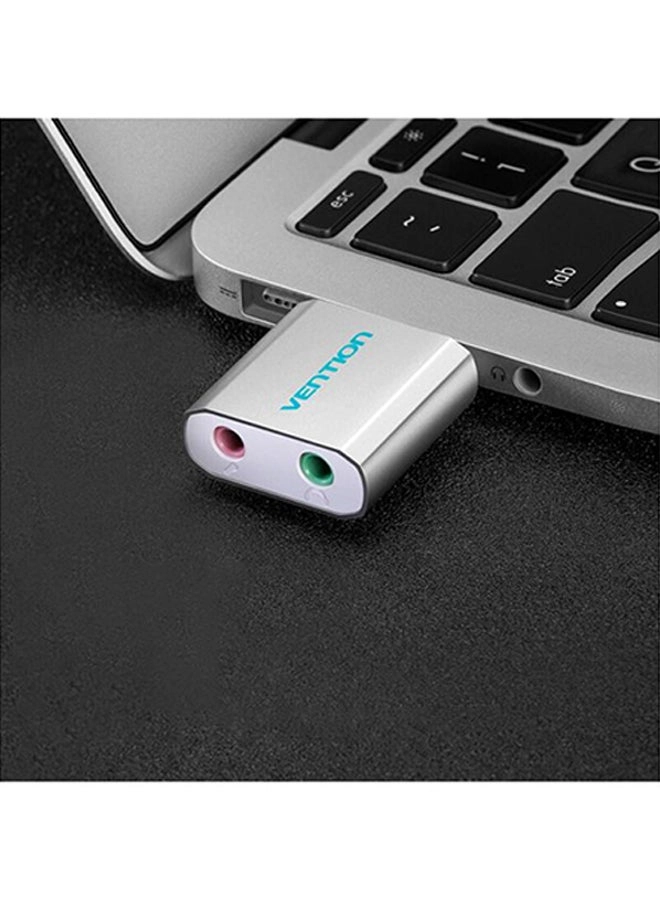 USB External Sound Card - Stereo Earphone Mic Adapter for PC/Laptop/PS4