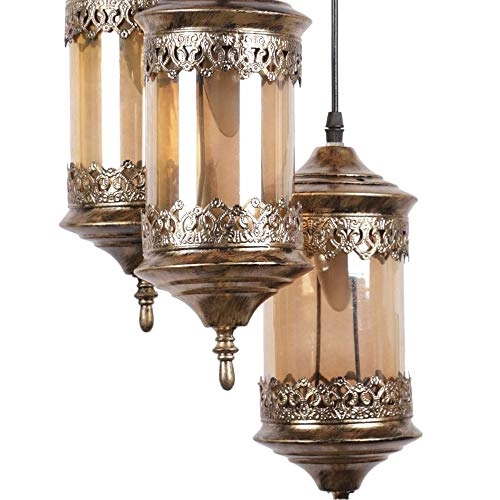 SM-501-3LP - 40Watts Chandelier Lantern Golden Antique