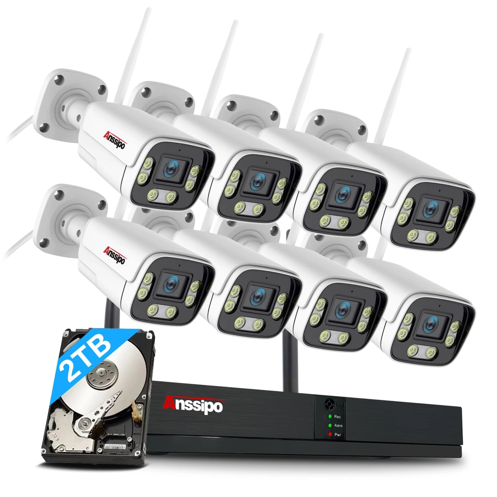 Anssipo 8Channel WiFi NVR - 8 channels + 3MP Wired Camera
