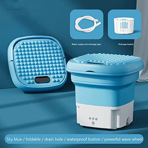 Portable Mini Washing Machine, 2.8l Foldable Laundry Tub, 36w Ultrasonic Washing Machine With Handle For Camping Home Travel Apartments Dorms, Personal Cleaning Machine For Socks Underwear
