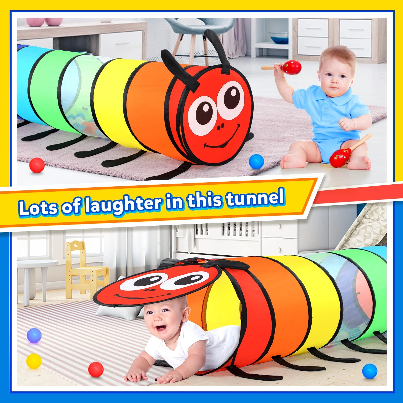 Kids Play Tunnel - Colorful Pop Up Rainbow