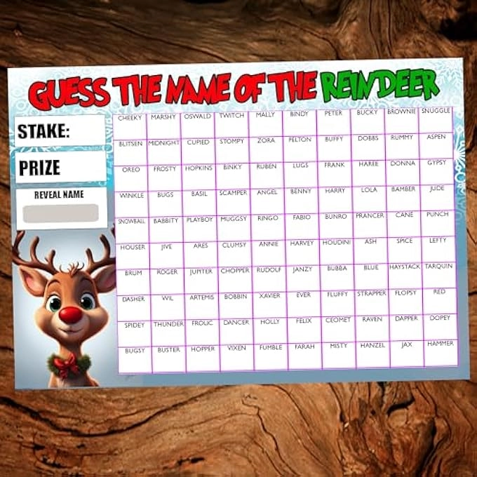 Christmas Reindeer Name Game - English Adult 100