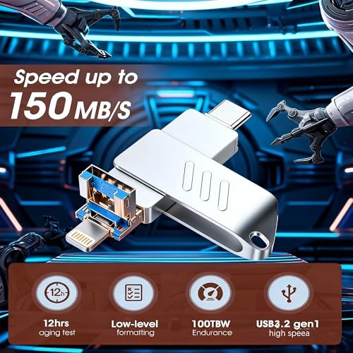 3 in 1 Flash Drive - USB 3.0 Type-C Lightning 1TB