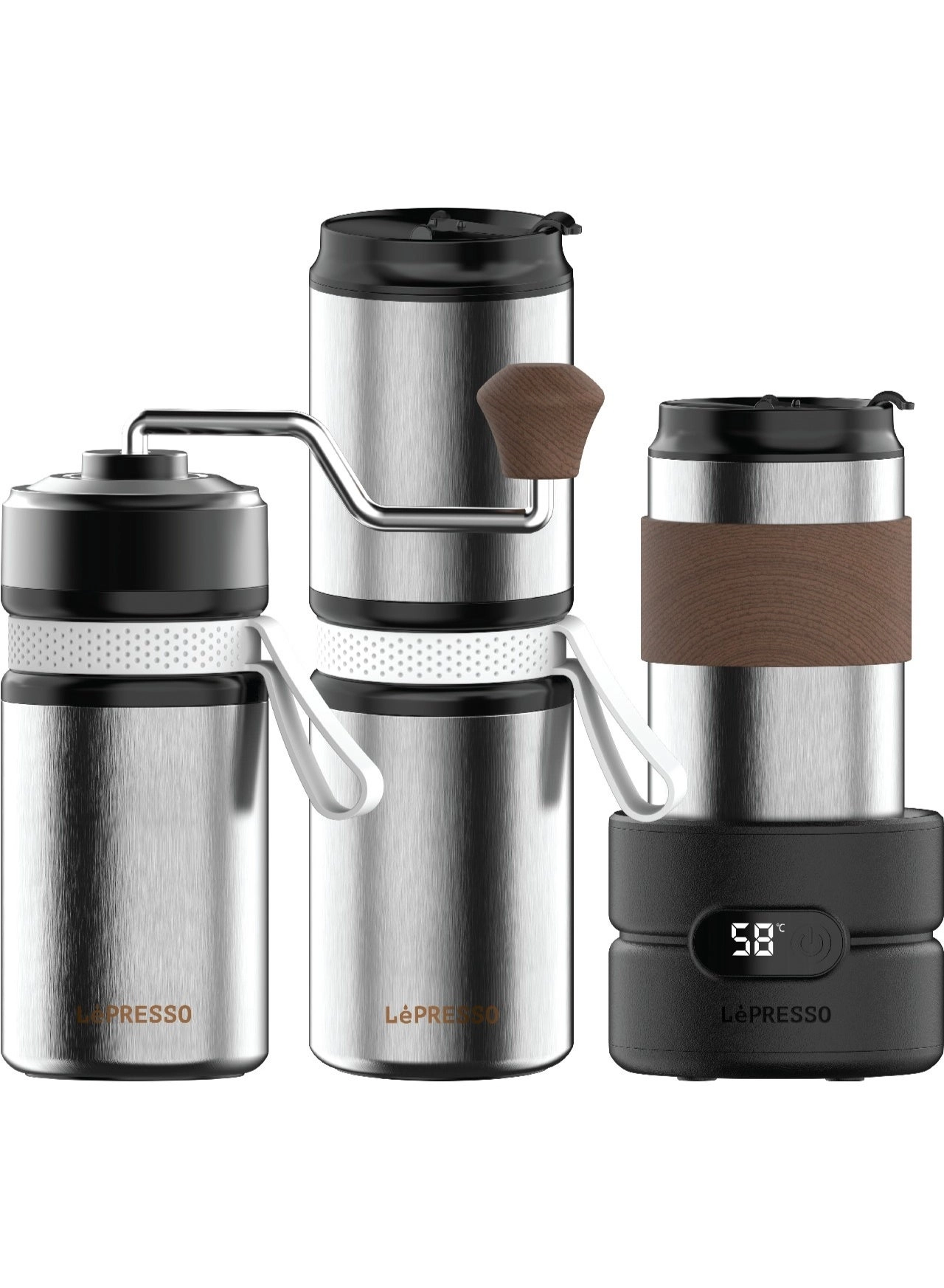 Quattro 4-In-1 Outdoor Coffee Set - 150mL 1200mAh Hand Grinder