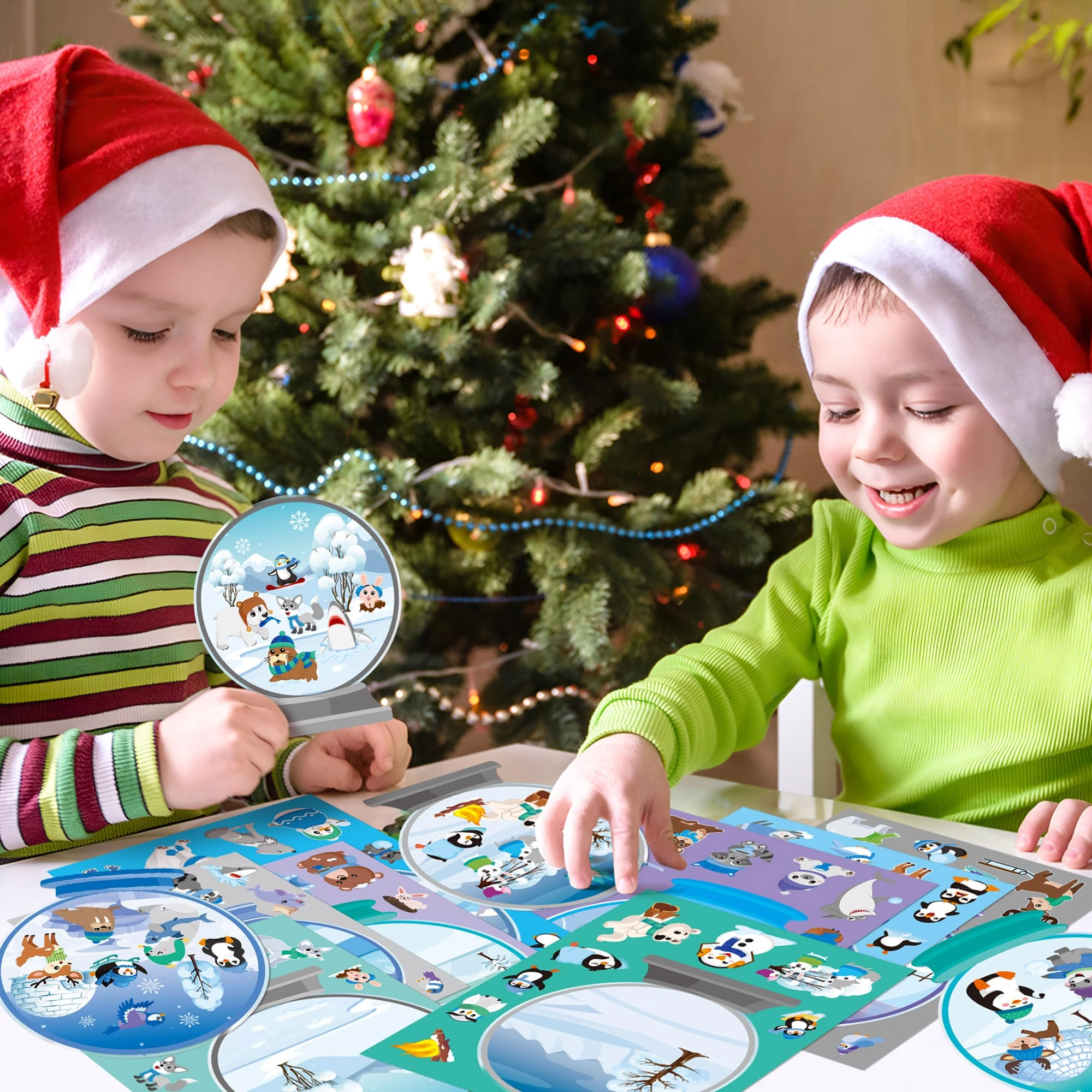 Winter Polar Animals Sticker Book Glow in the Dark 40 pcs