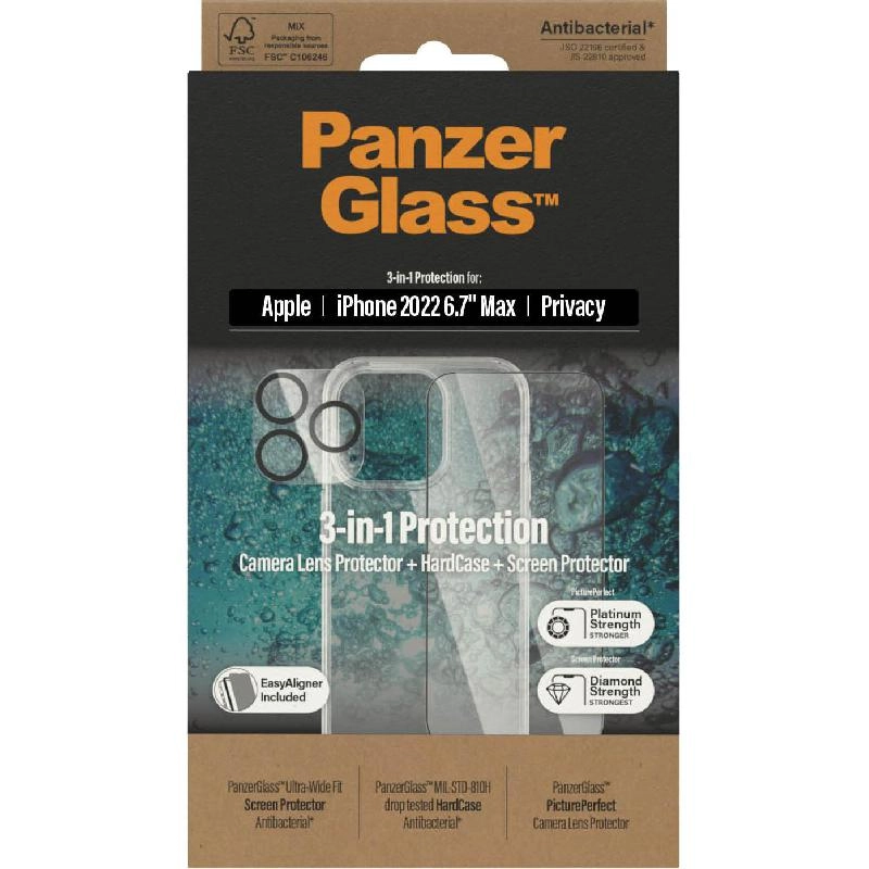 Privacy 3-in-1 Hard Case + Privacy Tempered Glass + Camera Lens Protector Case for iPhone 14