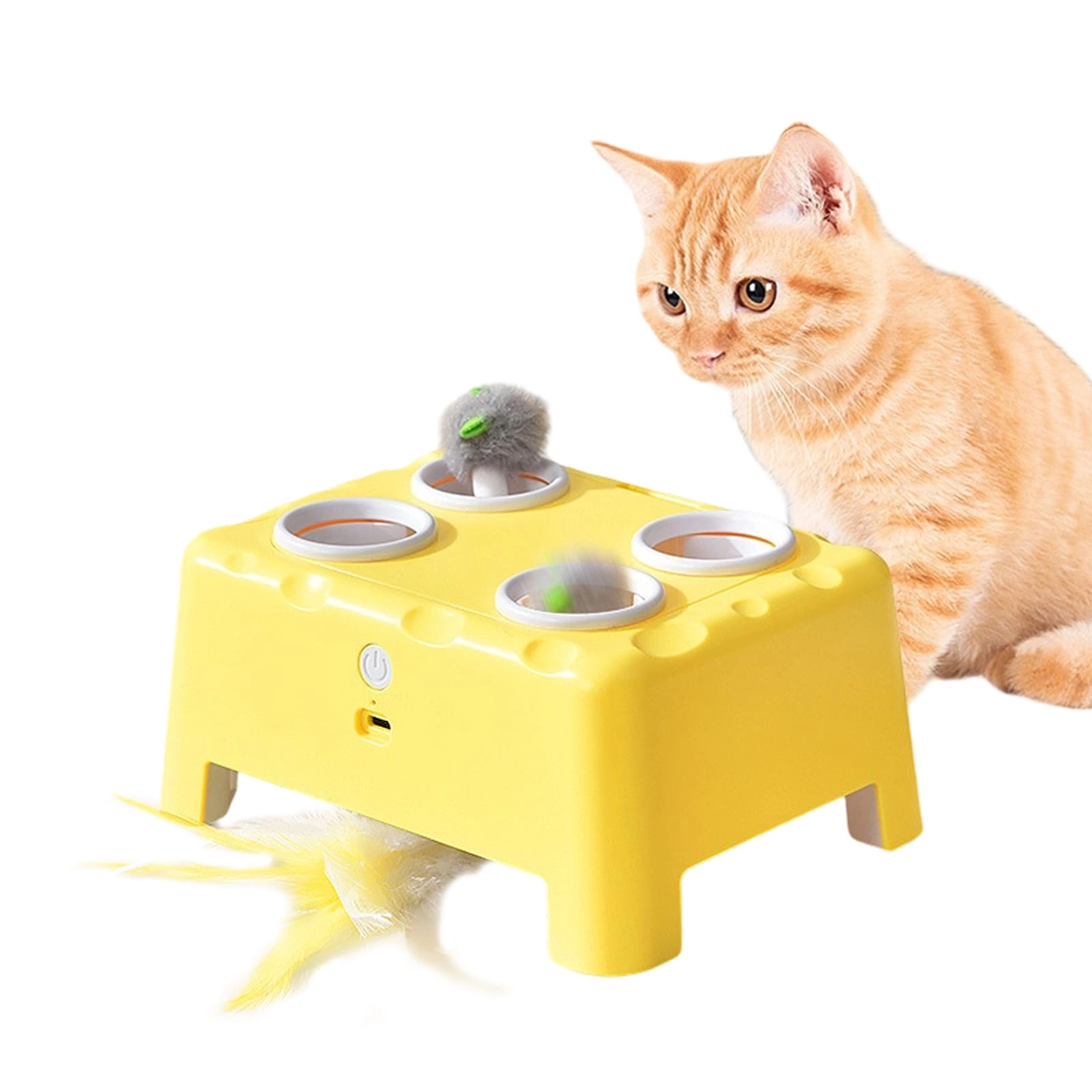 Ruspela 3-in-1 Cat Toy - Feather rotate Mouse pop out Rechargeable 500mAh