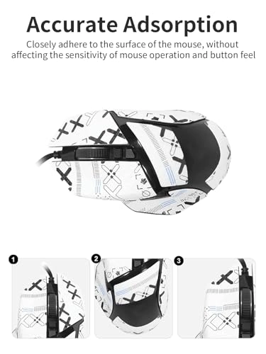 Mouse Anti-Slip Grip Tape for Razer Basilisk V3 Pro - White printed pattern Self-Adhesive