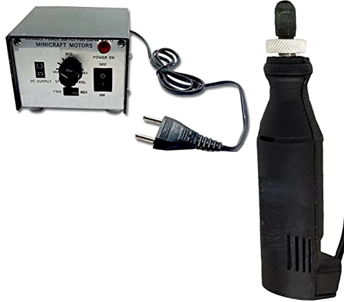 Mini Drill Machine - 12V Speed And Direction Control + Adapter - Collet Chuck 10mm 23mm + Stones + Felt Pad + Mandrel Burrs - 120x Diamonds Bur