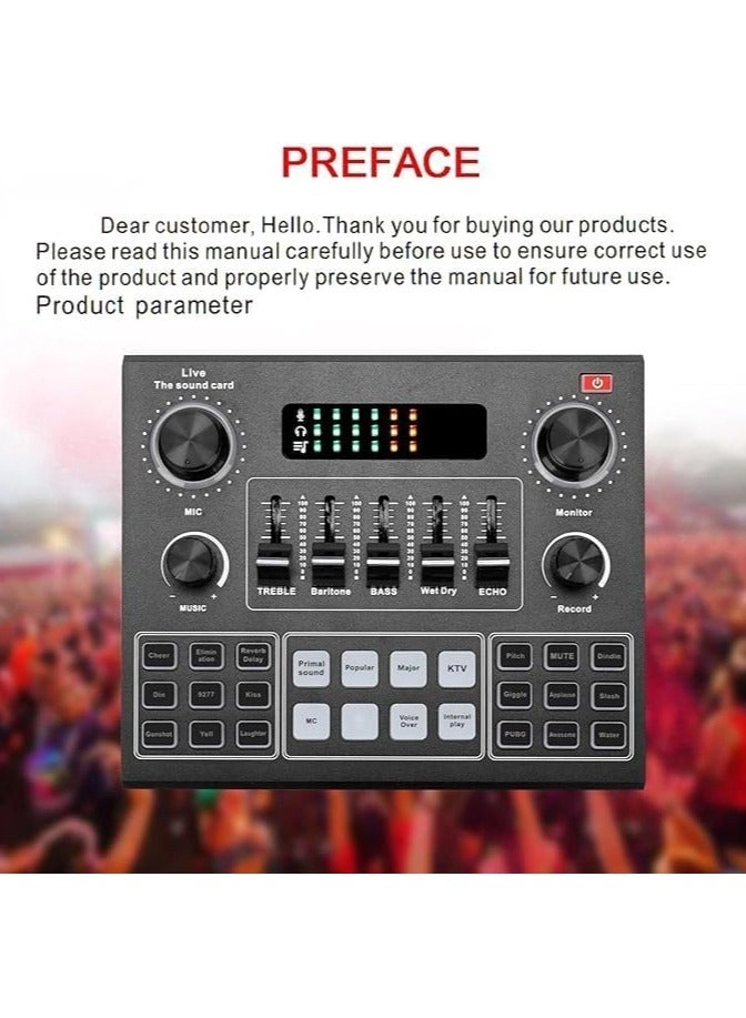 V9 Sound Card + BM800 Pro Microphone Wired Microphone