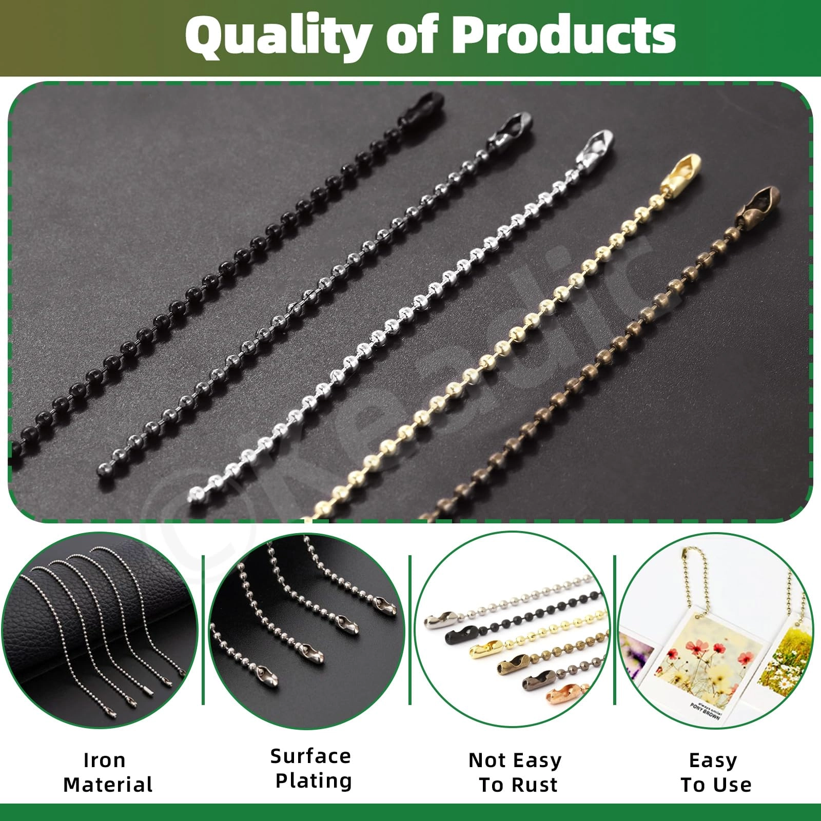 Ball Bead Chains - 250Pcs Color Assortment