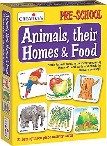 Animals, their Homes & Food - 21 sets of 3-piece matching cards + Animal Families & their Homes - 3 years and up 126 pieces