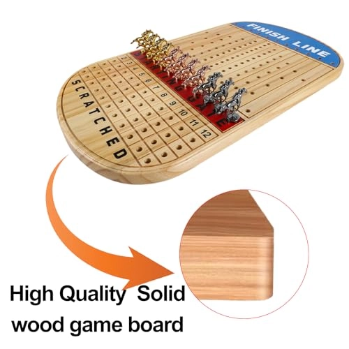 Horse Racing Board - 11 Metal Horses Pine Wood