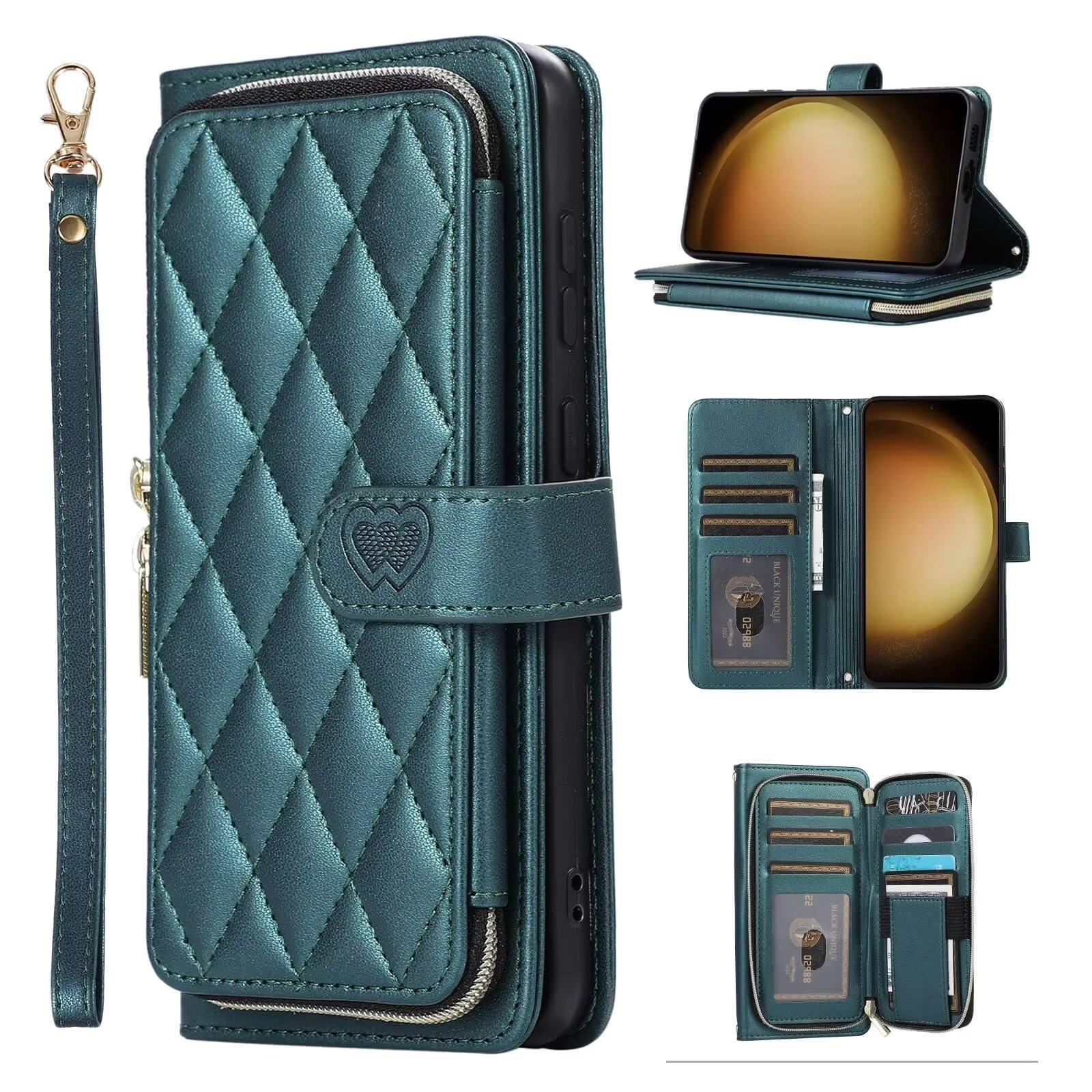 Rnrieyta Case for Xiaomi Redmi Note 12 Pro 5G - Faux Leather Zipper Purse Wallet Phone Cover
